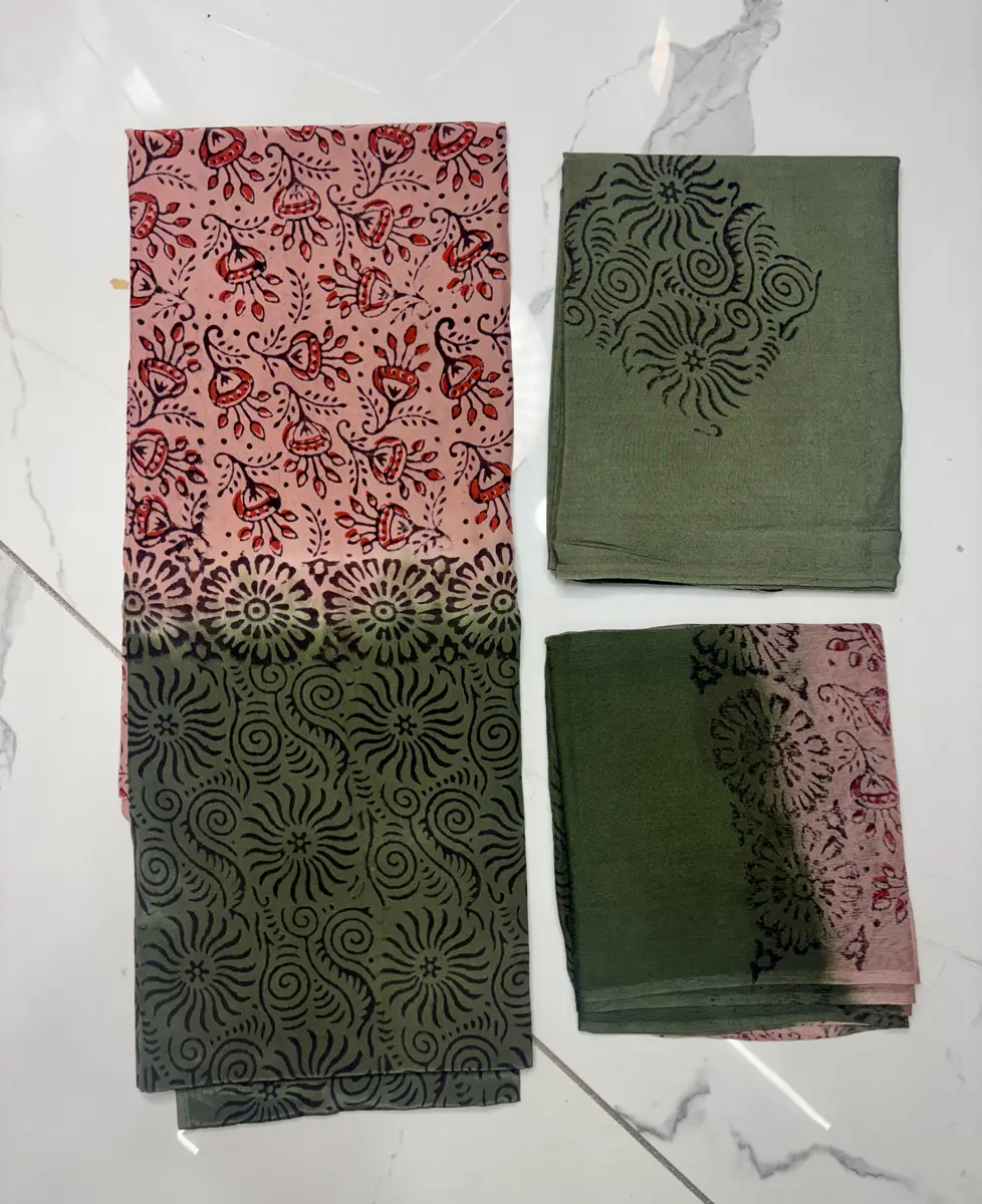 natural crape block print