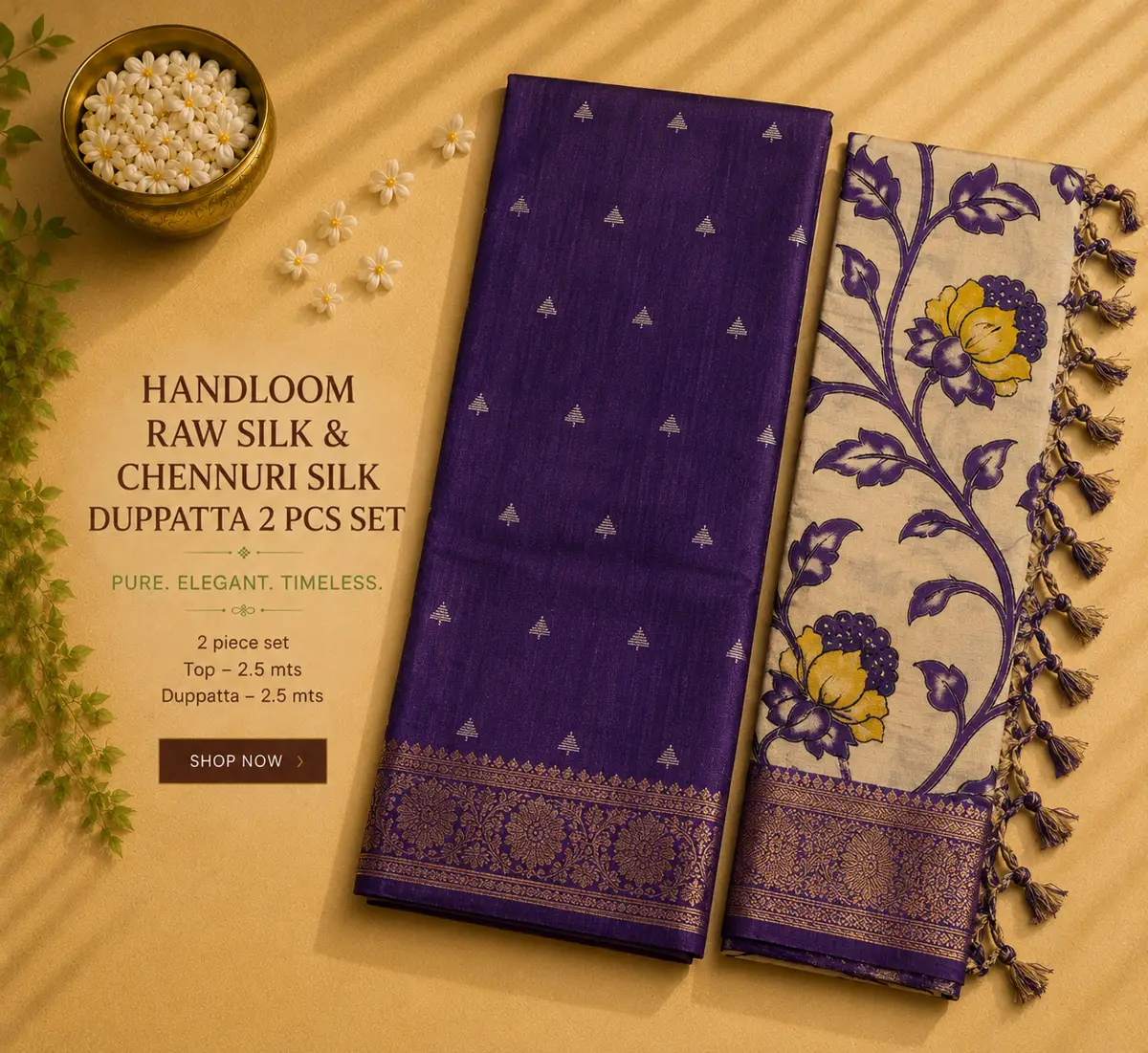 Handloom raw silk and  chennuri silk duppatta