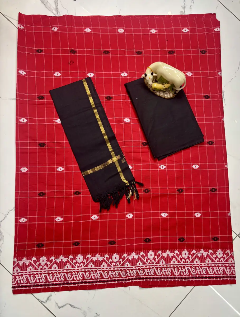 Handloom Jamdhani Cotton With Weaving buttis