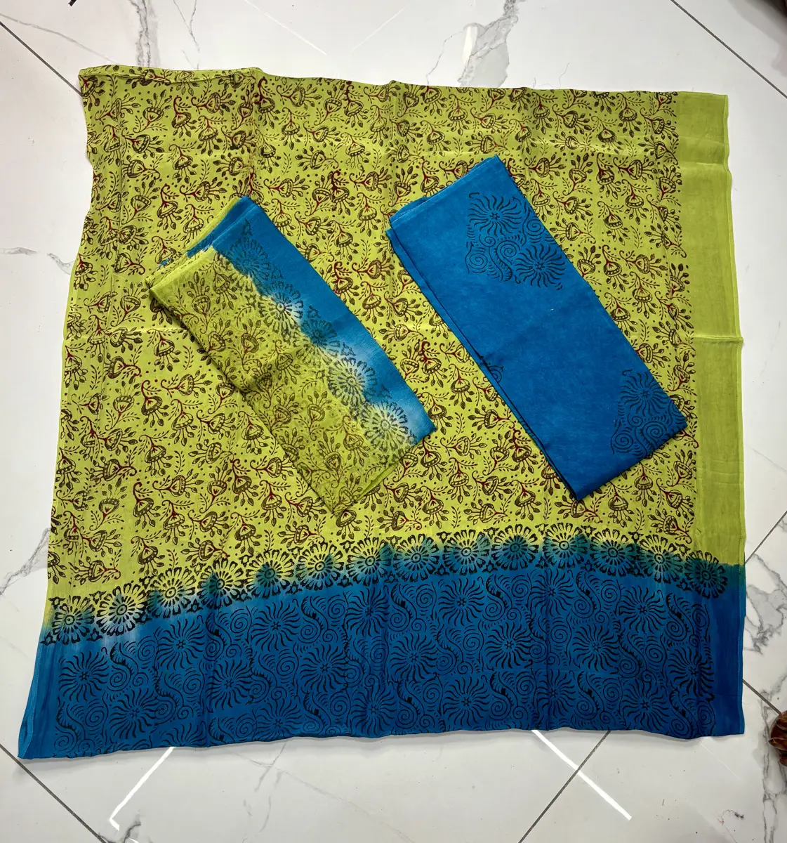 natural crape block print