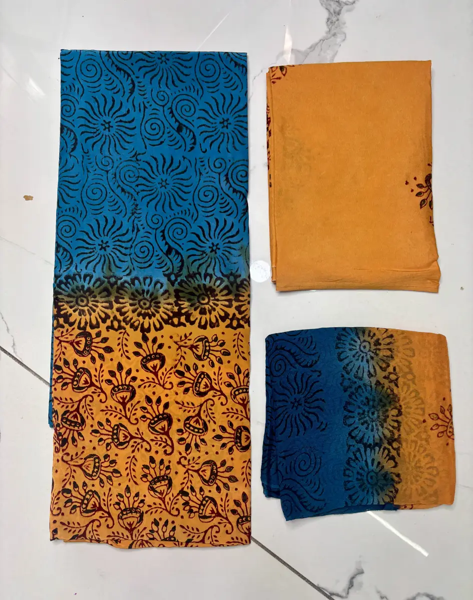 natural crape block print