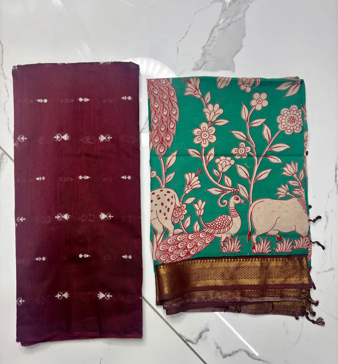 Handloom raw silk and chennuri silk Duppata