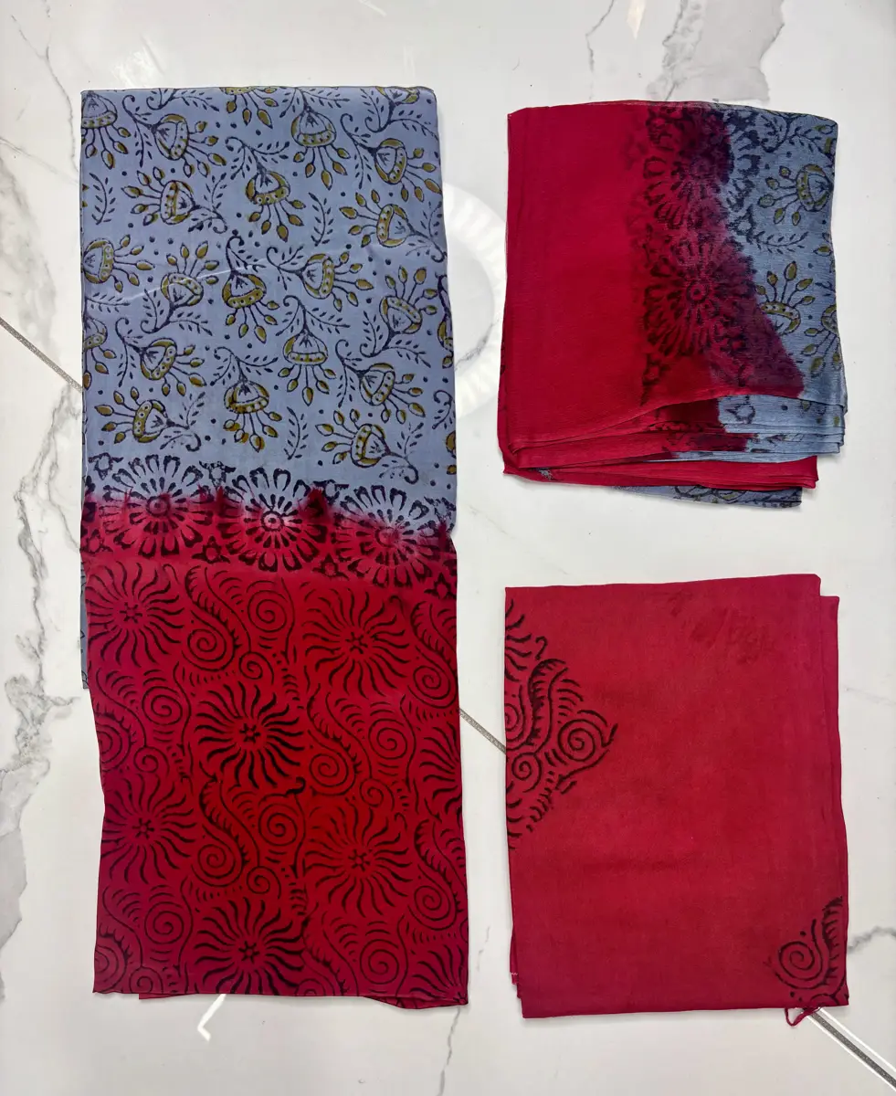 natural crape block print