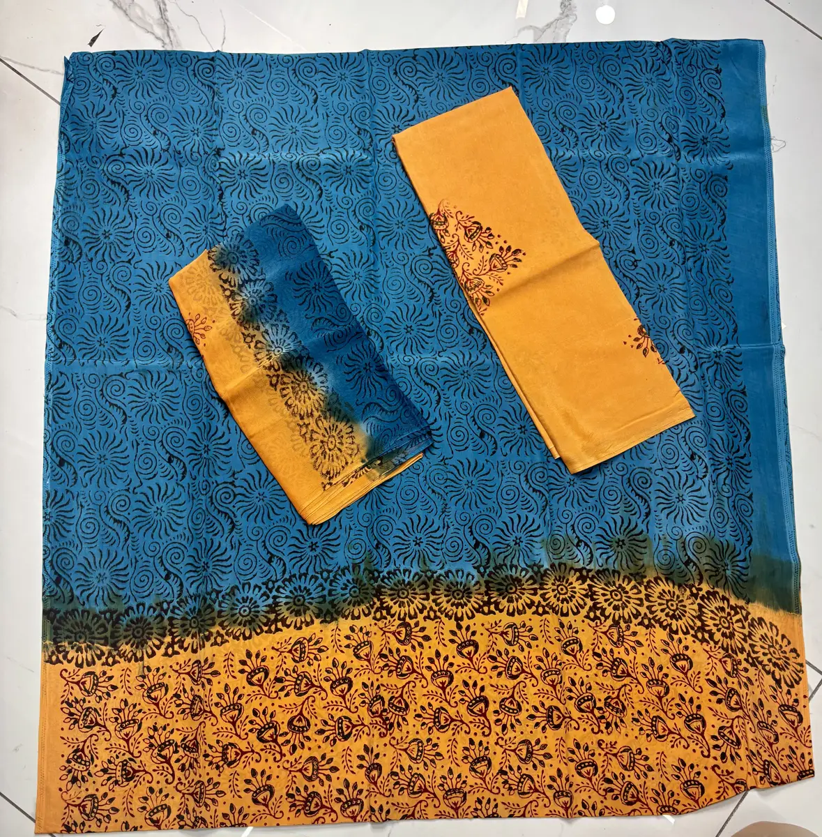 natural crape block print